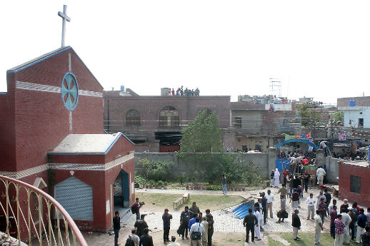 St John's Catholic Church in Lahore, Pakistan, one of the sites of suicide bombings at the weekend.