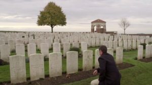 Major North at Elvas' grave in France