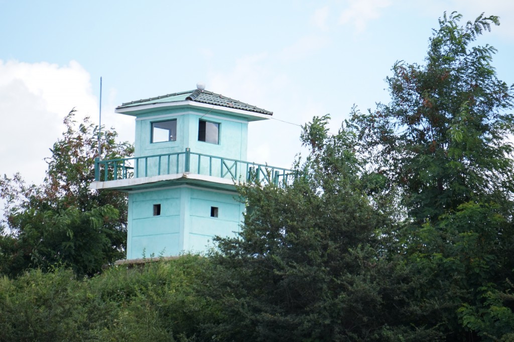 North Korea watchtower as seen from the Yalu River. Credit: Open Doors. 