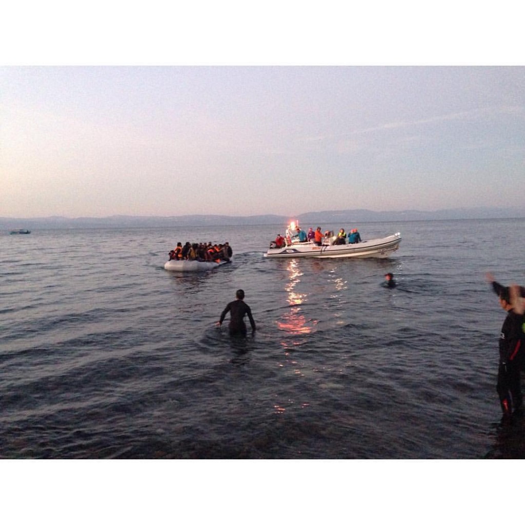 An overcrowded boat arriving in Lesvos