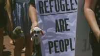 A protest in Perth "Refugees are people"