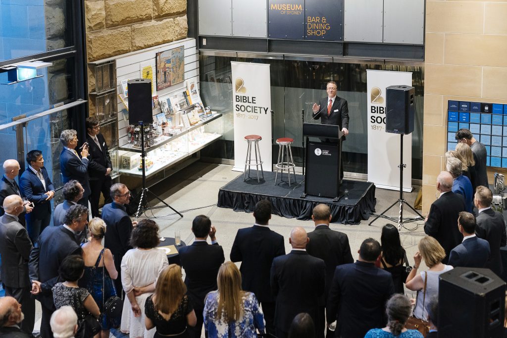 Greg Clarke addresses the crowd at the launch of Bible Society's 200 Stories campaign