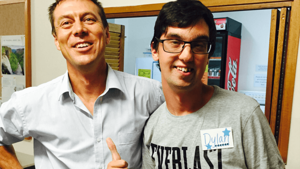 At Jesus Club Jannali, south of Sydney, leader Barry enjoys a moment with member Dylan