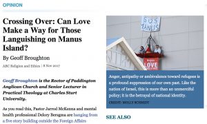 Image of Love makes A way protesters hanging from a building outside the Foreign Affairs Minister's Office.