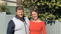 Jeremy and Catherine Sharpe in their backyard in Goulburn, NSW