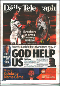 daily telegraph's "God help Us" front page