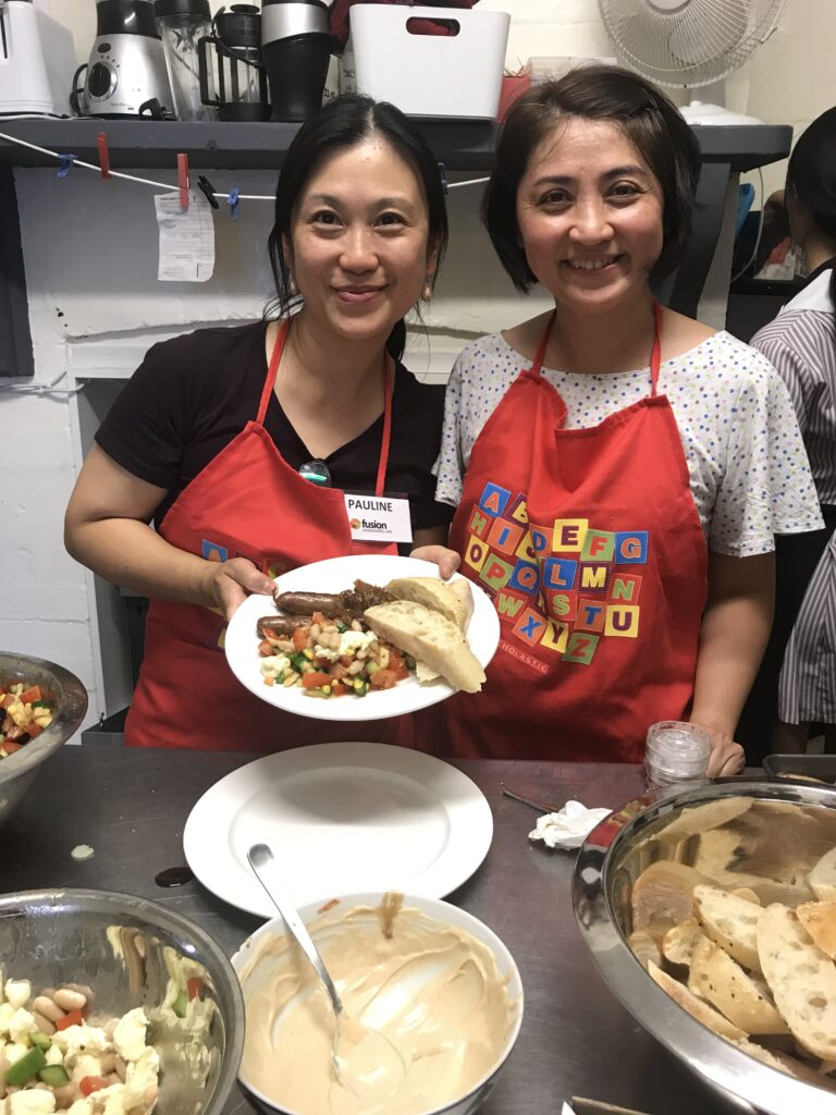 At Fusion in Hornsby, Pauline and Boon prepare 'pot-luck' meals using donated ingredients